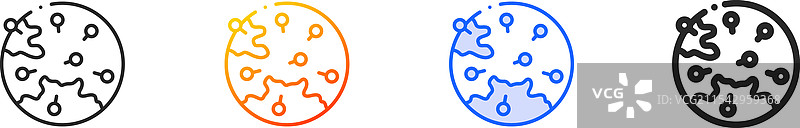 图钉图标，细线性渐变蓝色描边和粗体设计图片素材