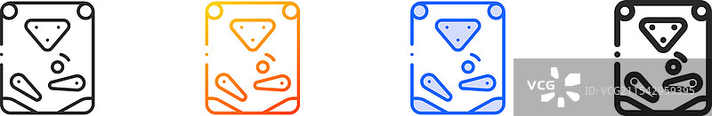 弹球图标，细线性渐变蓝色描边图片素材