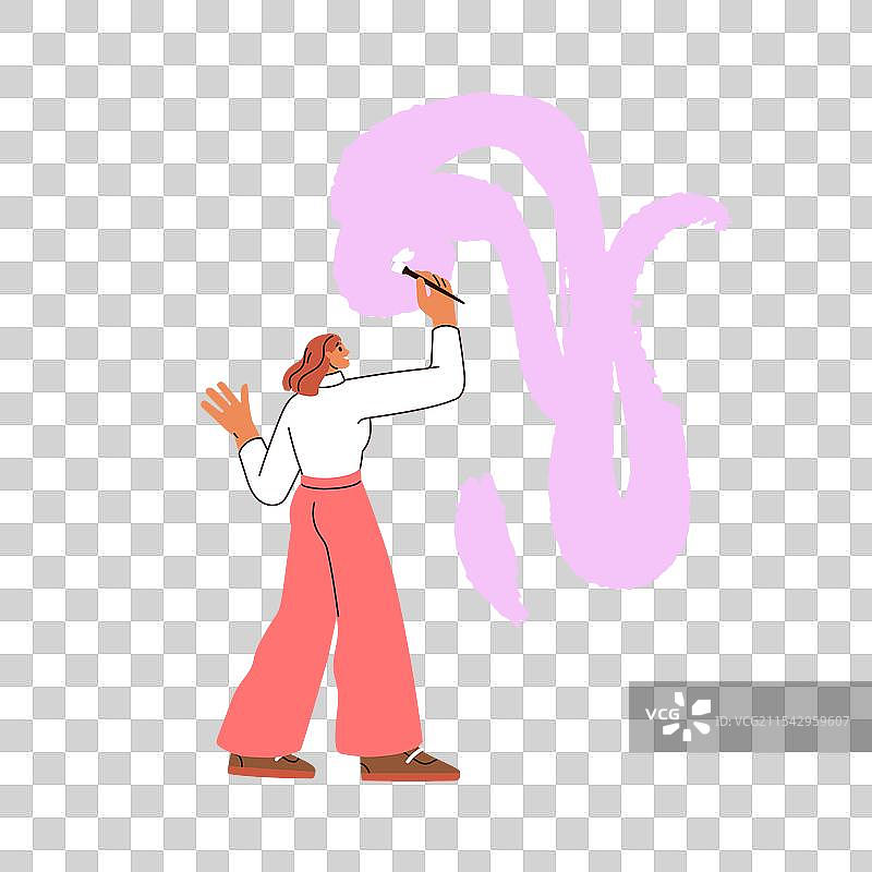 画家在装饰墙壁，艺术家和装饰师图片素材