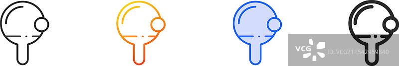 乒乓球图标，细线性渐变蓝色描边图片素材