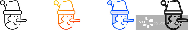 匹诺曹图标，细线性渐变蓝色描边图片素材