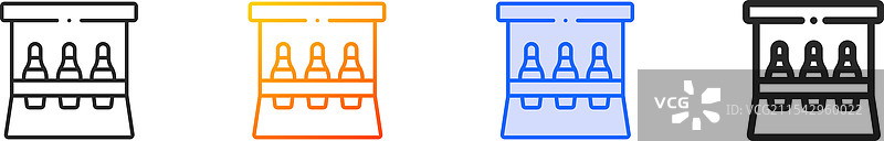 保龄球机图标，细线性渐变蓝色描边图片素材