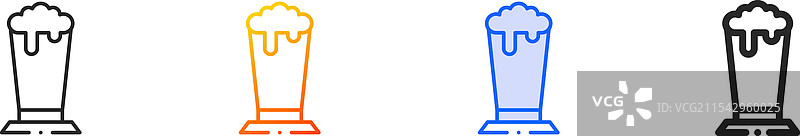 啤酒杯图标，细线性渐变蓝色描边图片素材