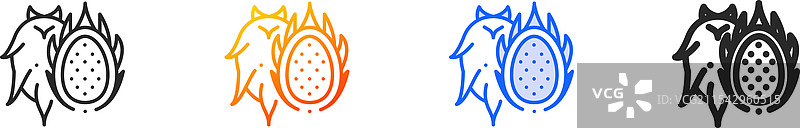火龙果图标，细线性渐变蓝色描边图片素材