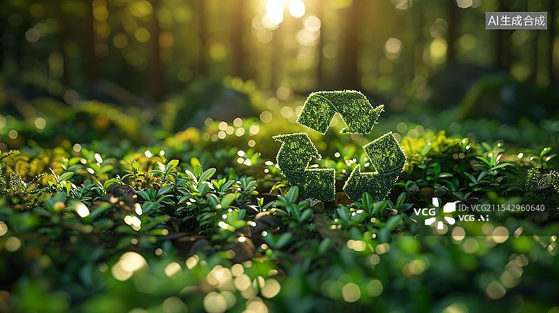 【AI数字艺术】回收和可持续废物管理 建设更绿色的世界 绿色回收标志图片素材