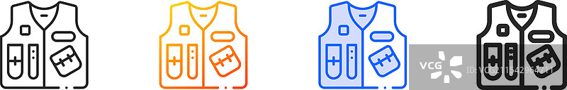 警察背心图标，细线性渐变蓝色描边图片素材