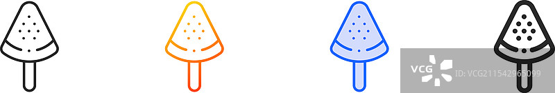 冰棒图标，细线性渐变蓝色描边和图片素材