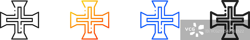 葡萄牙十字图标，细线性渐变蓝色图片素材