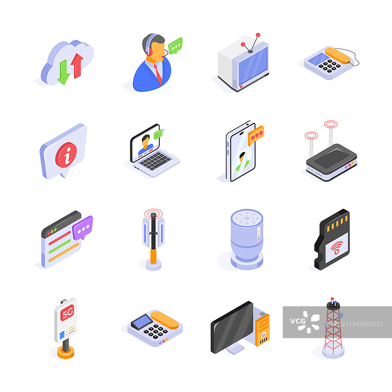 代表现代通信的等距图标图片素材