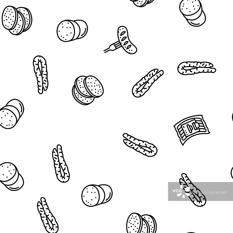 香肠烧烤猪肉无缝图案图片素材
