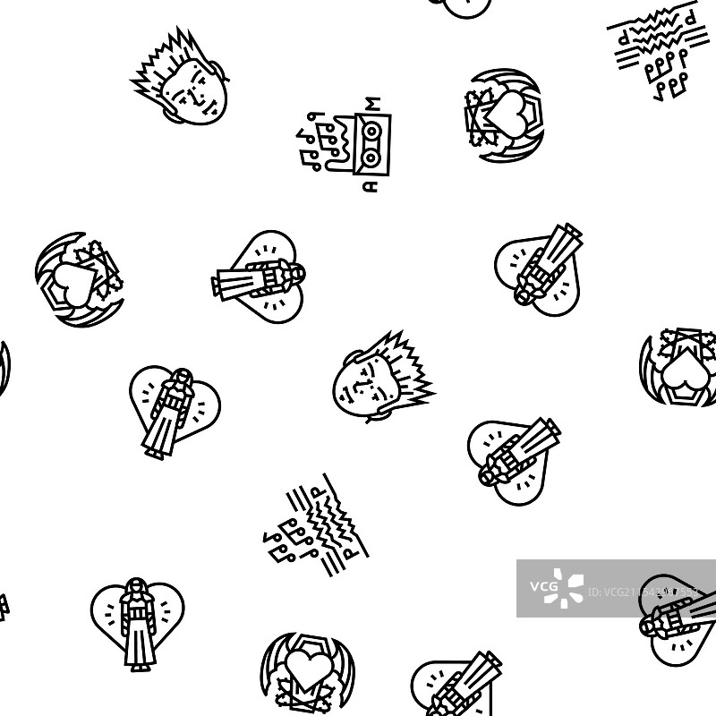 哥特亚文化朋克哥特Y2K无缝图案图片素材