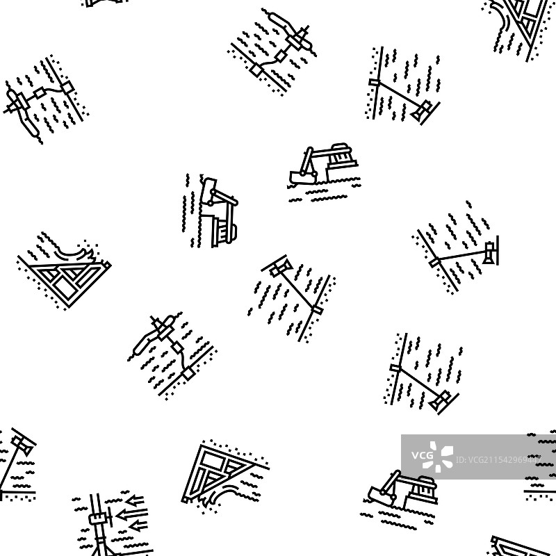 潮汐波能无缝图案图片素材