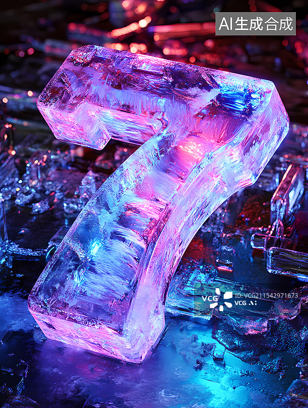 【AI数字艺术】创意3D倒计时数字7插画图片素材