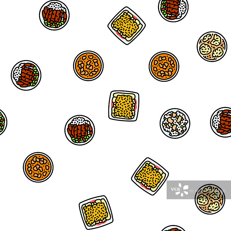 烤鸡和烧烤鸡肉菜肴的无缝图案图片素材