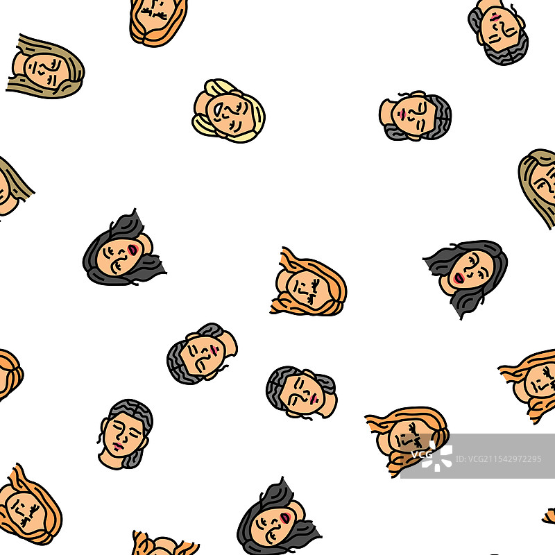 女性微笑面部表情无缝图案图片素材