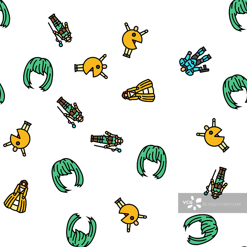 动漫电影角色扮演无缝图案图片素材