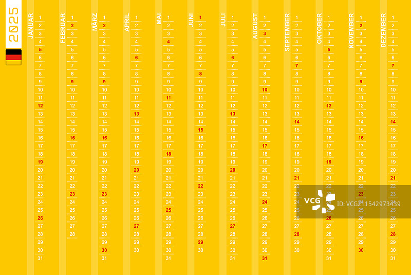 2025年一行垂直日历图片素材