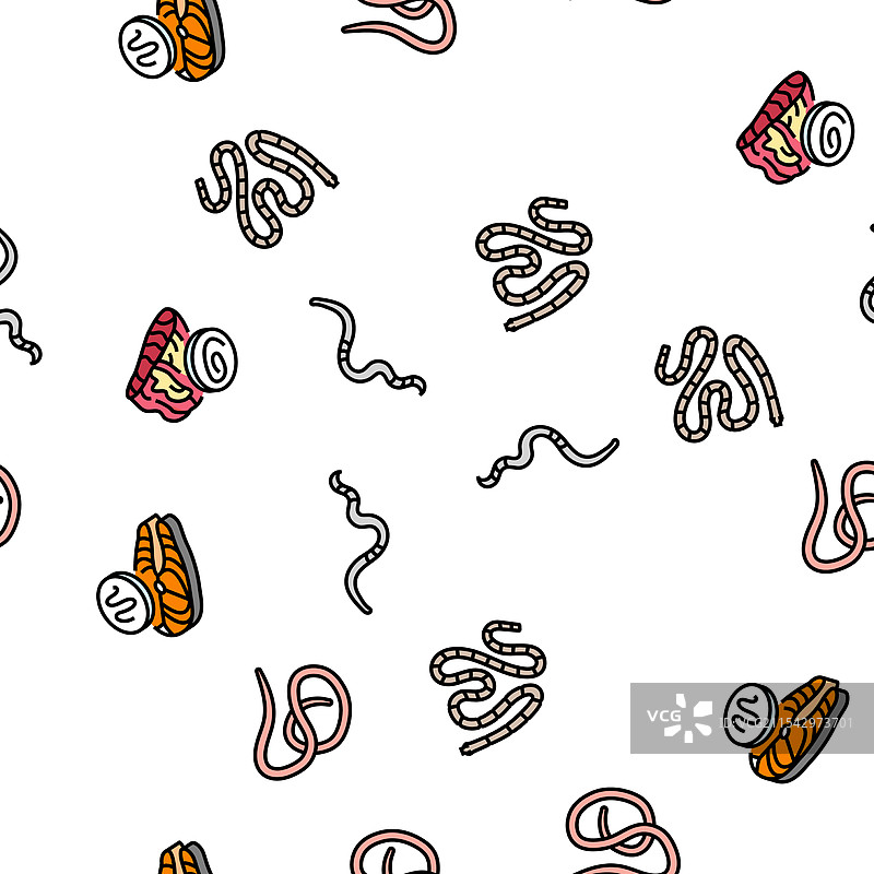 蠕虫寄生虫圆形蠕虫无缝图案图片素材