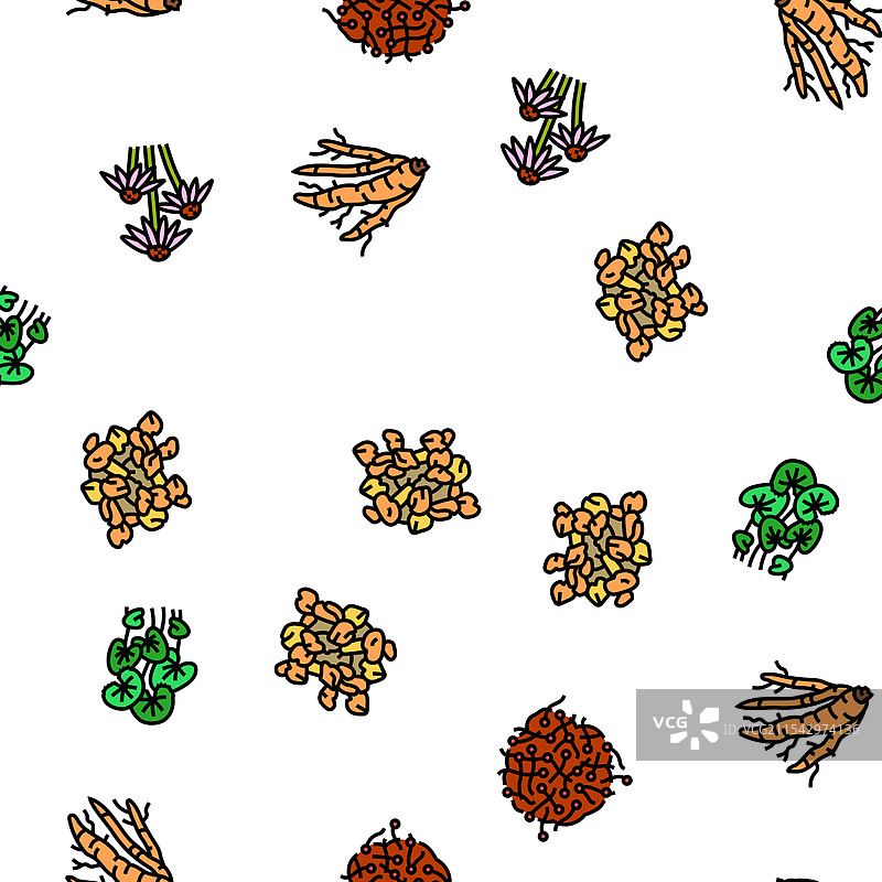 阿育吠陀草药医疗健康无缝图案图片素材