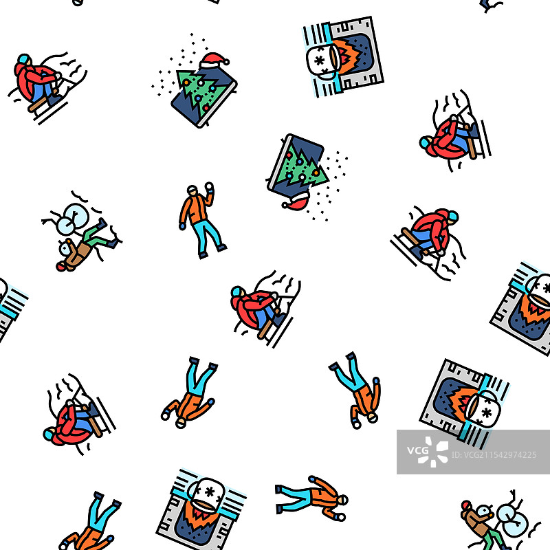 冬季休闲时光无缝图案图片素材