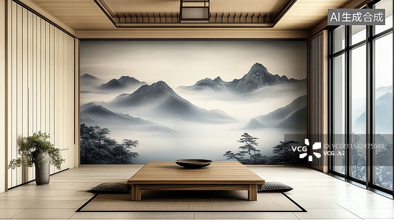 【AI数字艺术】禅意日式空间设计图片素材