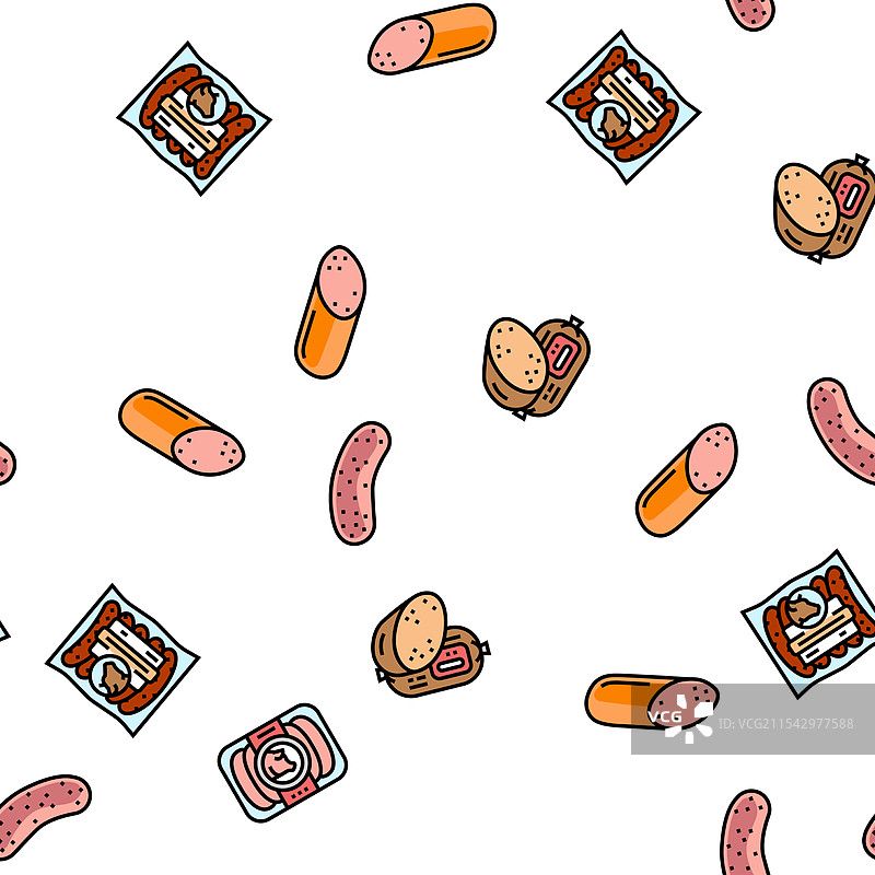 香肠烧烤猪肉无缝图案图片素材