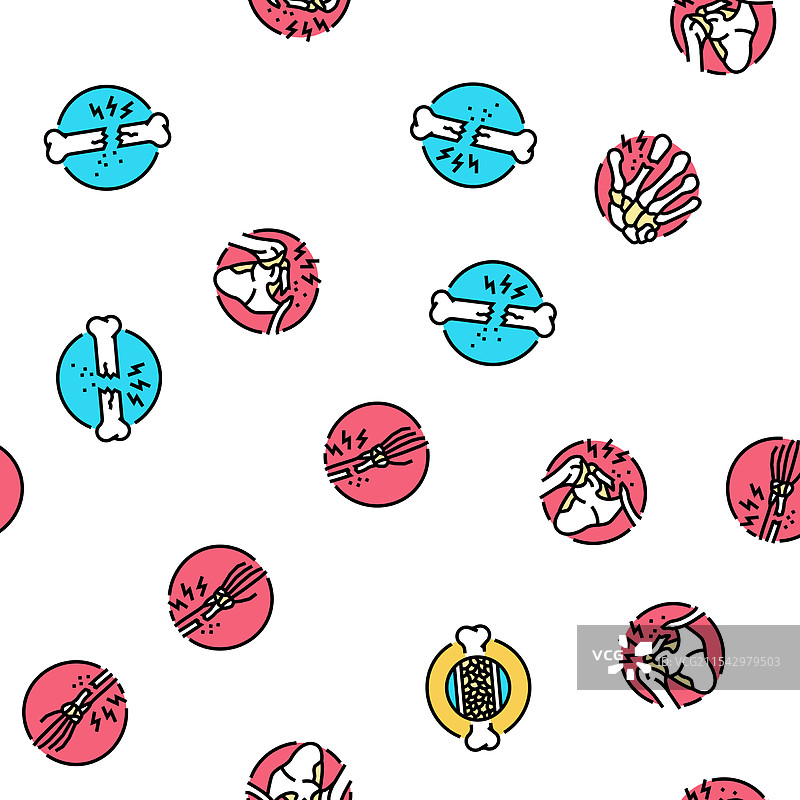 骨质疏松症、骨痛和钙的无缝图案图片素材