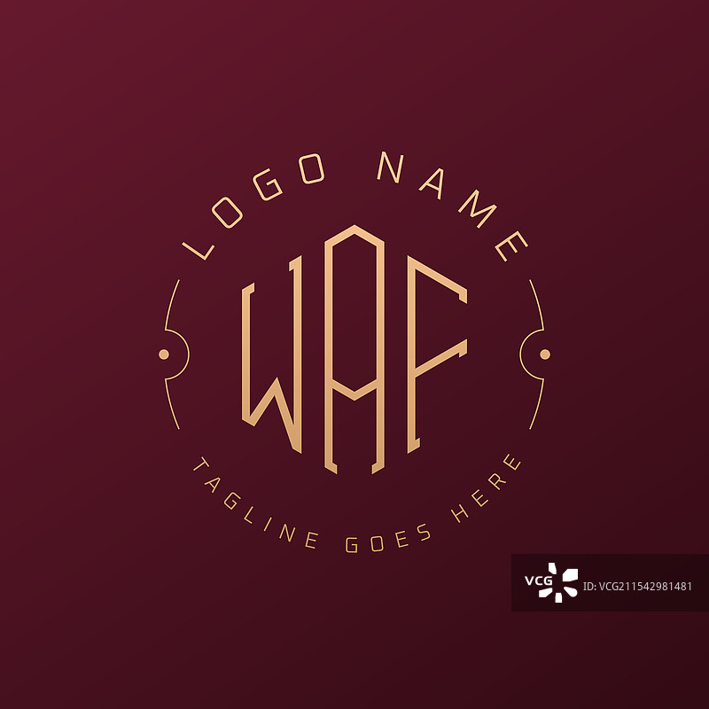 奢华的WAF标志设计，优雅的字母WAF图片素材