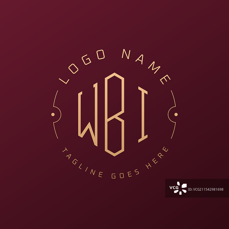 奢华的WBI标志设计，优雅的字母WBI图片素材