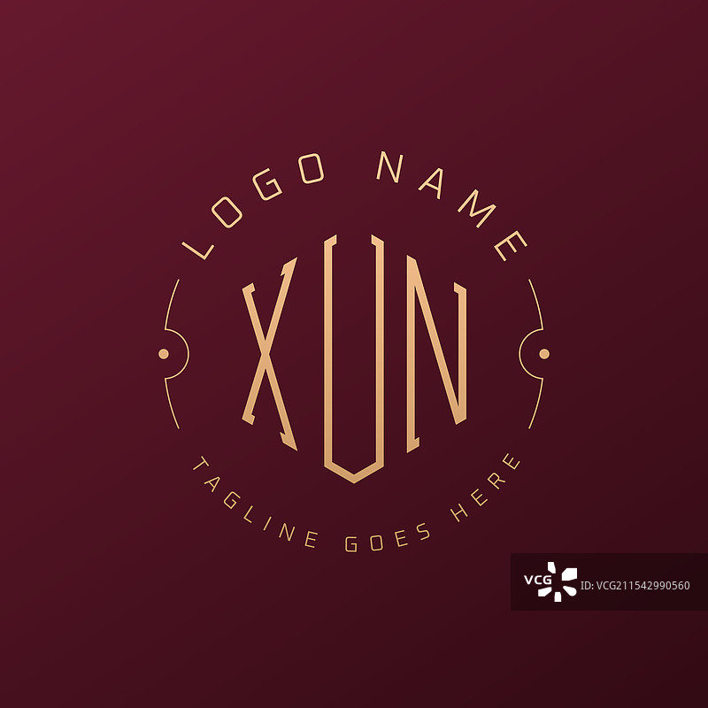 奢华的Xun标志设计，优雅的字母Xun图片素材