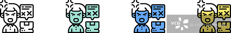 抱怨图标轮廓，绿色、蓝色和黄色风格图片素材