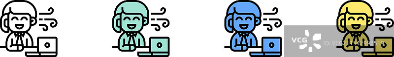 招聘图标轮廓，绿色、蓝色和黄色图片素材