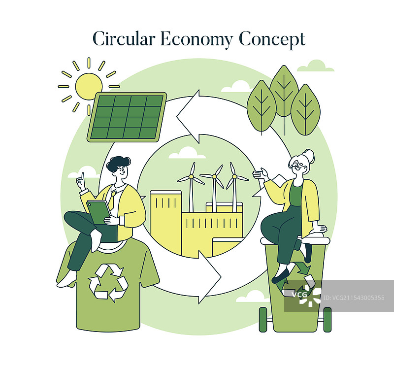 生态系统保护扁平图图片素材