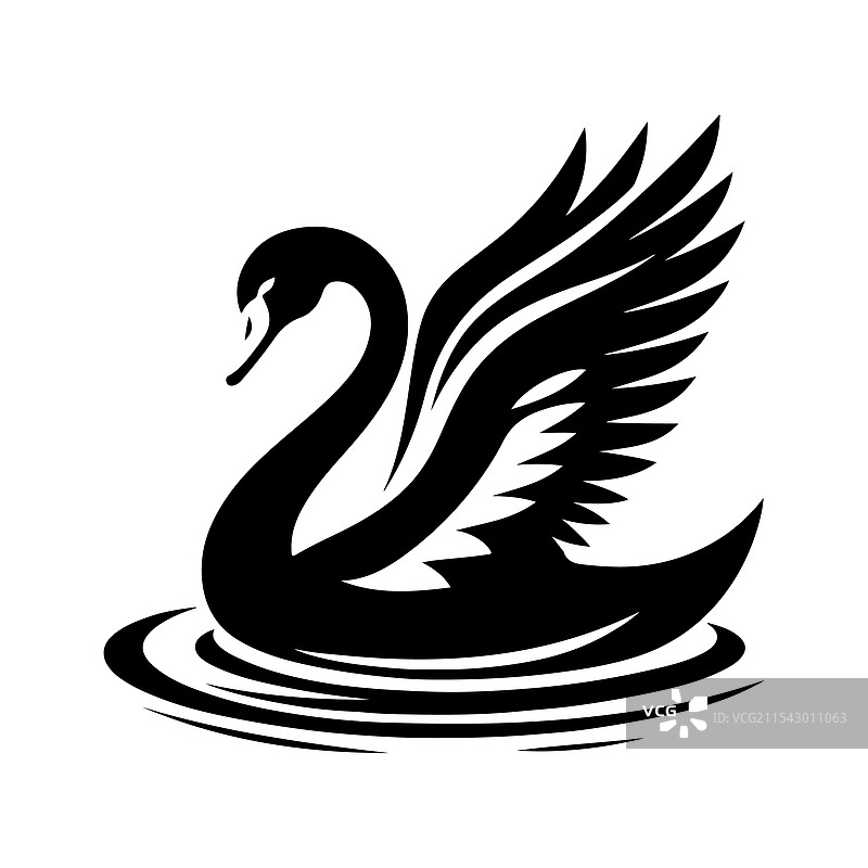 天鹅和蜜蜂的剪影图片素材