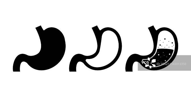 人类胃部显示饱满和不同的状态图片素材