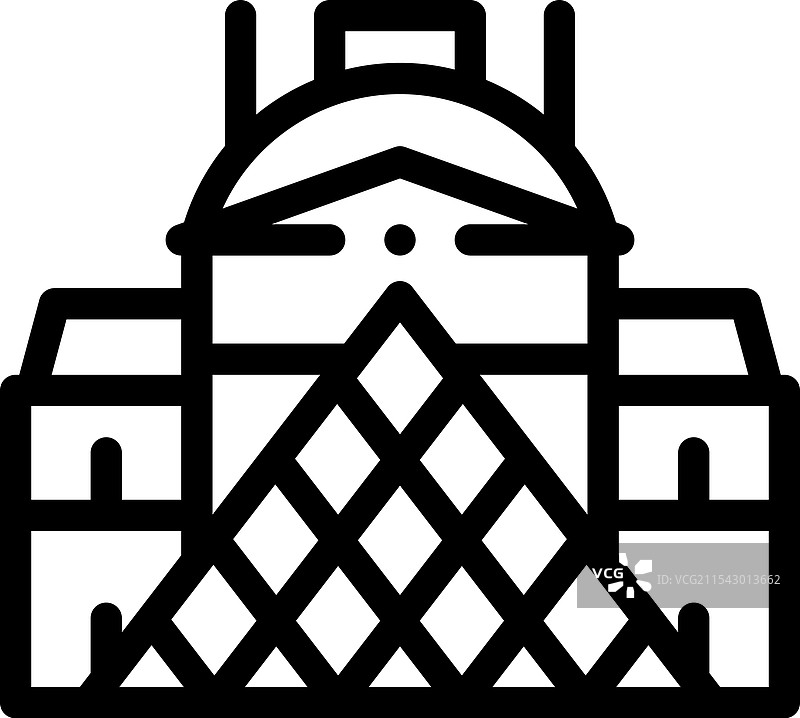 卢浮宫图标，细线风格设计，独立于背景图片素材