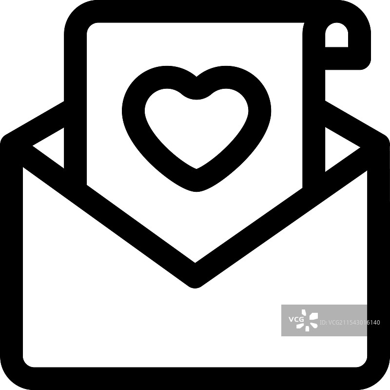 爱情信件图标，细线条风格设计图片素材