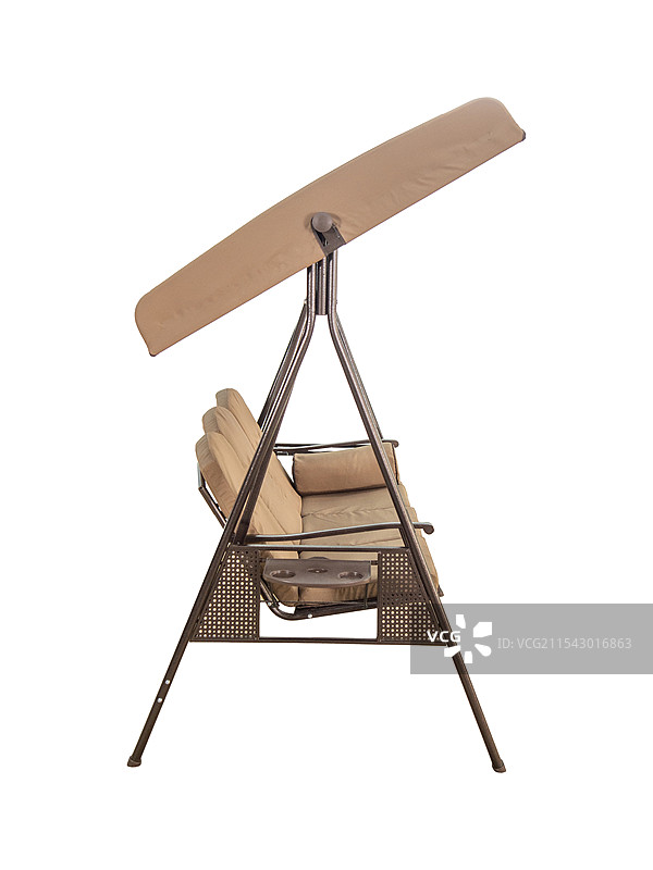 白色背景下的庭院秋千侧面展示图片素材