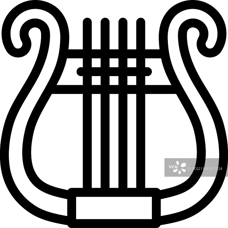 竖琴图标，细线条风格设计，独立于背景图片素材