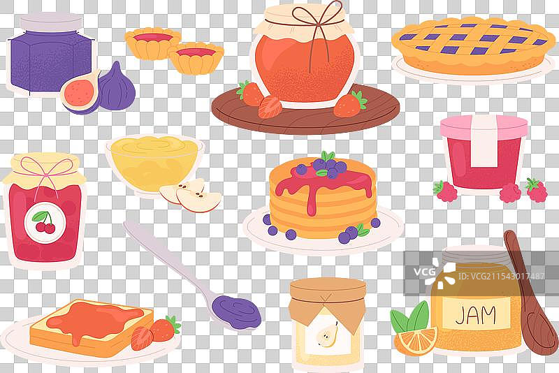 自制果酱和橘子酱装在玻璃罐中图片素材