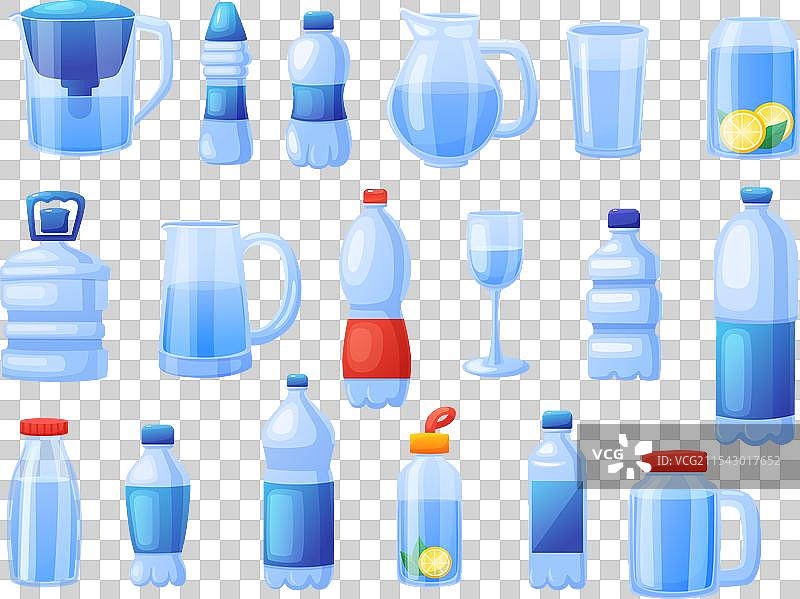 多喝水，塑料和玻璃瓶图片素材