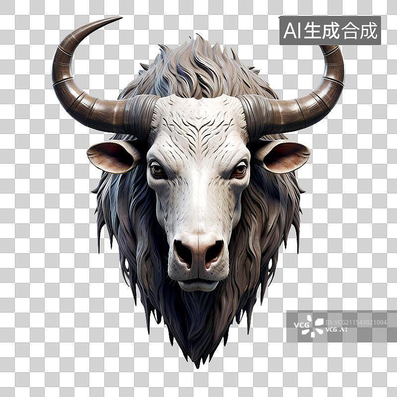 【AI数字艺术】动物主题插画 免抠图形 牛的雕塑 牛的头像图片素材