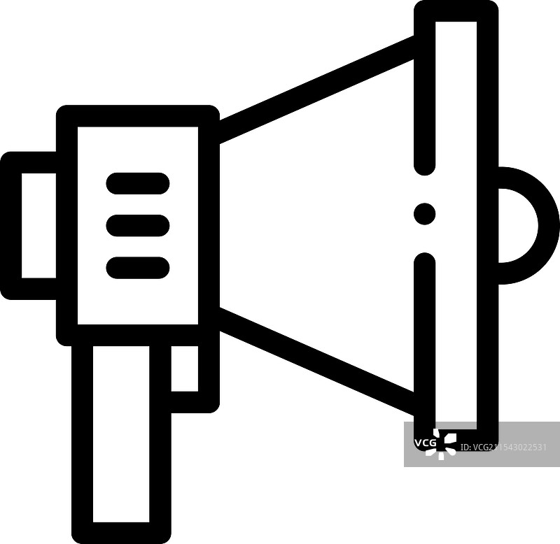 细线风格设计的扩音器图标，独立展示图片素材