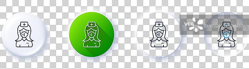 佩戴医用口罩的护士线条图标医生图片素材