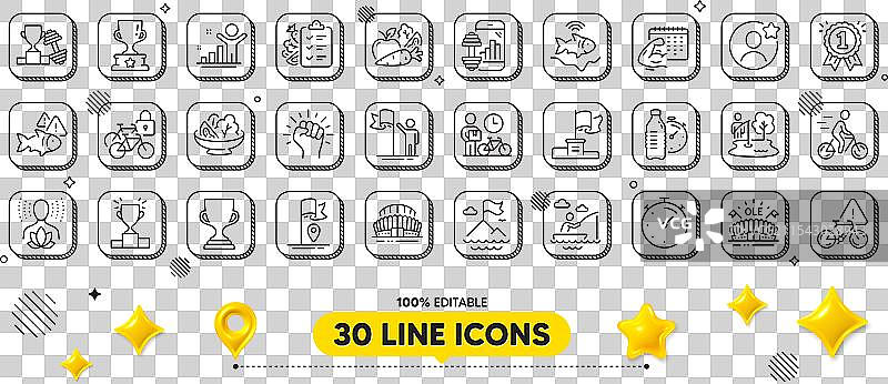 船、钓鱼、自行车快递和鱼线图标图片素材