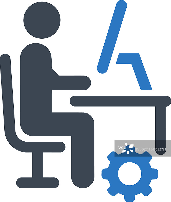 带齿轮图标的工作站图片素材