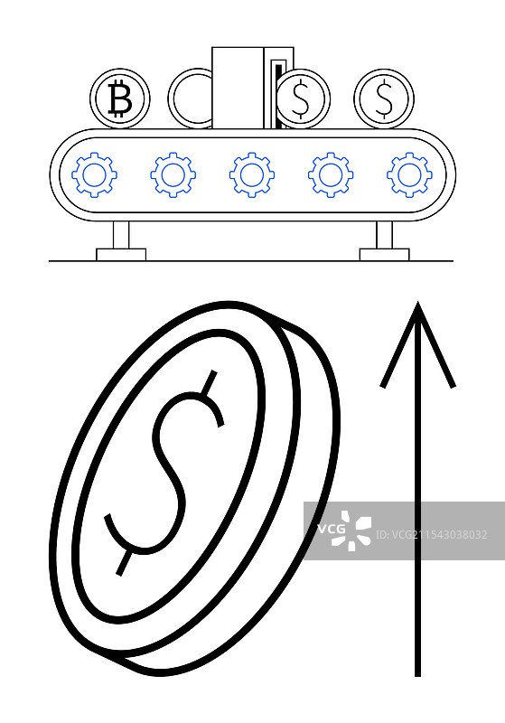 加密货币和美元币的生产图片素材