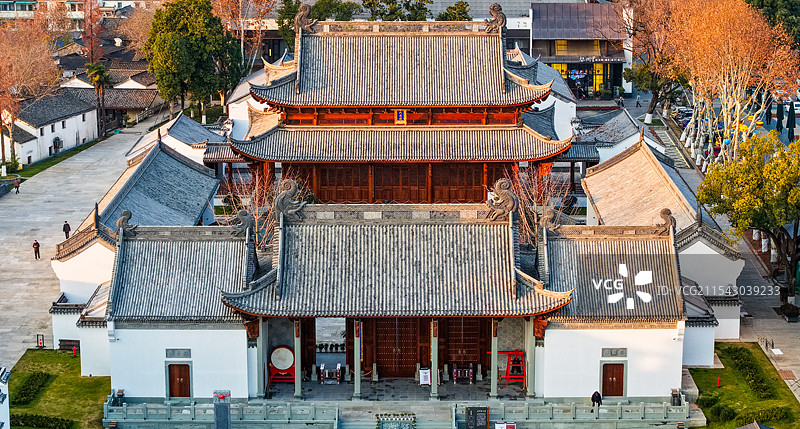 金华古子成寺院航拍图图片素材