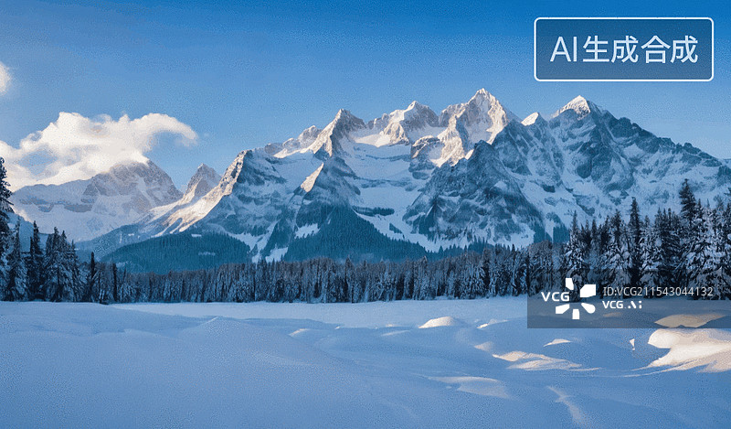 【AI数字艺术】冬日雪山图片素材
