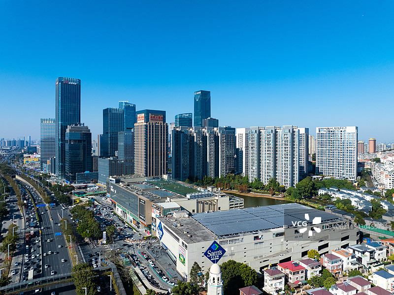 广东省广州市番禺区万博CBD航拍图片素材